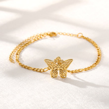 Hollow out butterfly pendant 18 lovely design stainless steel cuff gold plated bracelet charms